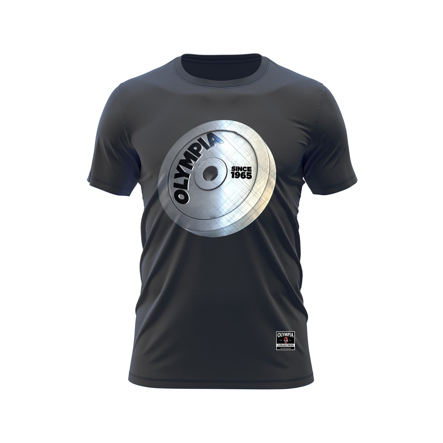 Olympia Black T-Shirt with Weight Plate graphics