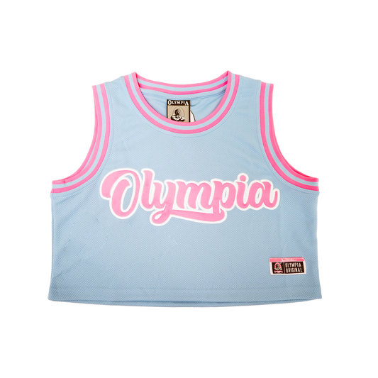 Olympia Women's Crop Basketball Jersey Baby Blue