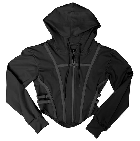 Olympia Corset Hoodie Black