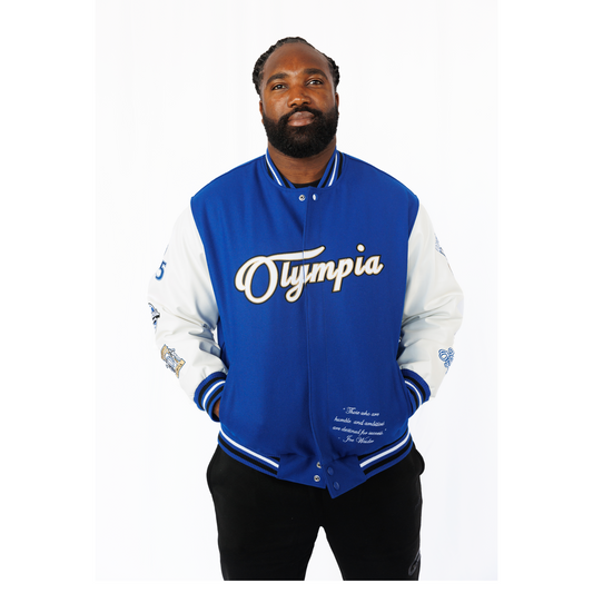 OIympia Blue & White Varsity Jacket
