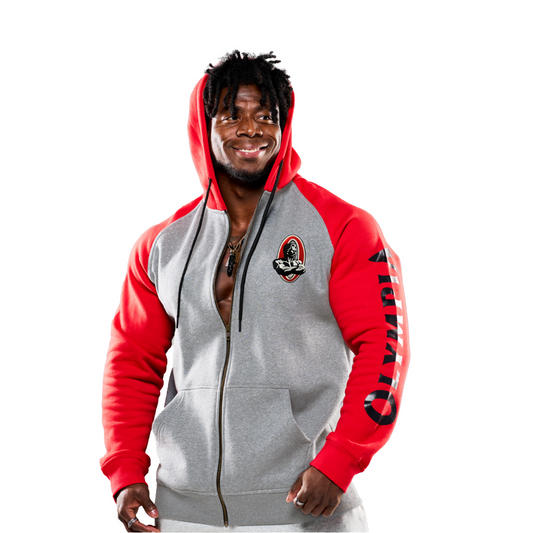 Original Olympia Embroidered Full Zip Hoodie Red/Gray
