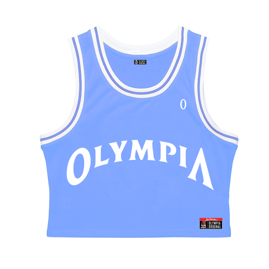 Olympia Crop Basketball Jersey Light Blue/White