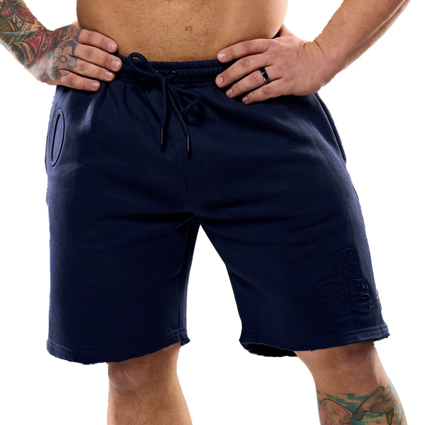 Olympia Embossed Shorts Navy Blue