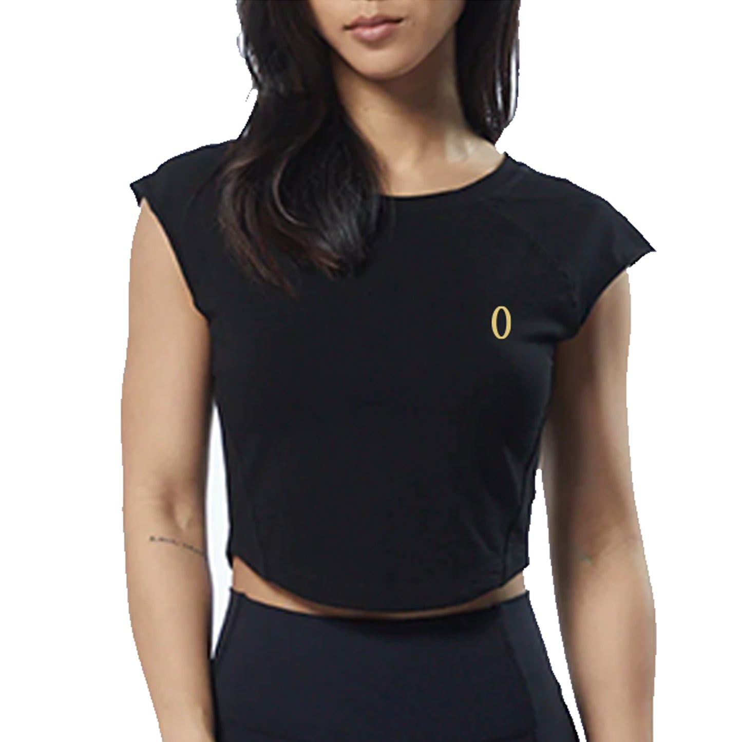 Olympia Fitted Crop Tee  Black