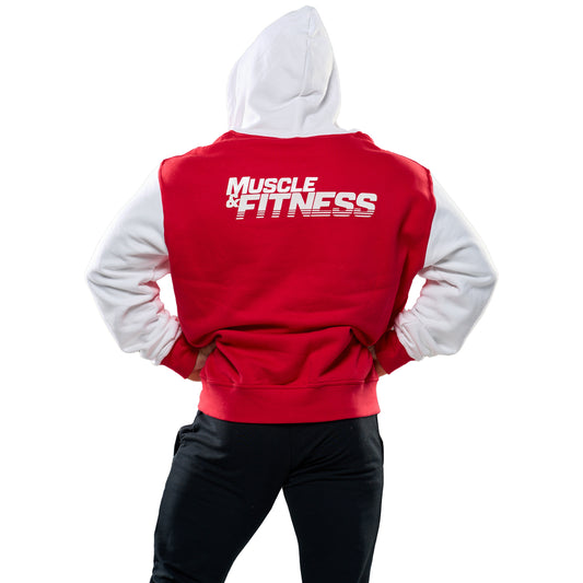 M & F Red/White Full Zip Hoodie Jacket