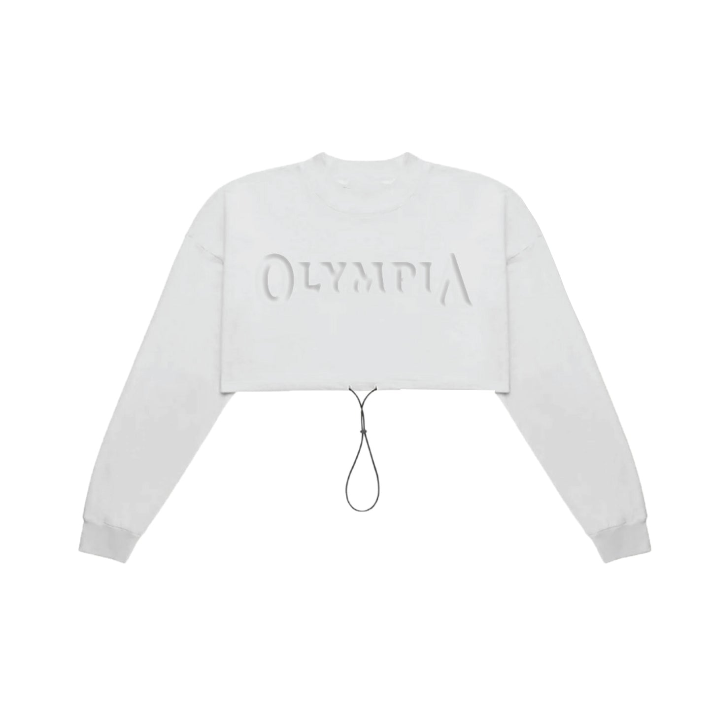 Olympia Embossed White Crop Crew neck OlympiaGear